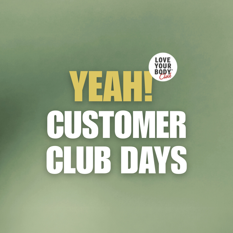 Grafik med teksten “Yeah! Customer Club Days” på grøn baggrund